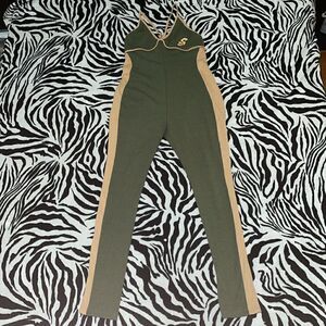 Soleboy race car green two toned jumper ribbed criss cross body suit size large